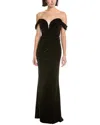 Marchesa Notte Off-the-shoulder Velvet Maxi Dress In Black