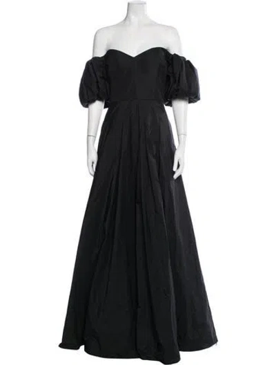 Pre-owned Marchesa Notte Off-the-shoulder Long Dress In Black