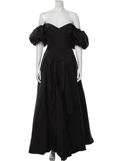 Pre-owned Marchesa Notte Off-the-shoulder Long Dress In Black