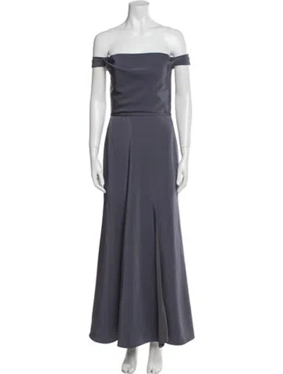 Pre-owned Marchesa Notte Off-the-shoulder Long Dress In Blue