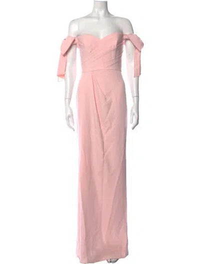 Pre-owned Marchesa Notte Off-the-shoulder Long Dress In Pink
