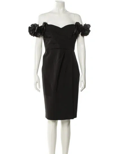 Pre-owned Marchesa Notte Off-the-shoulder Mini Dress In Black