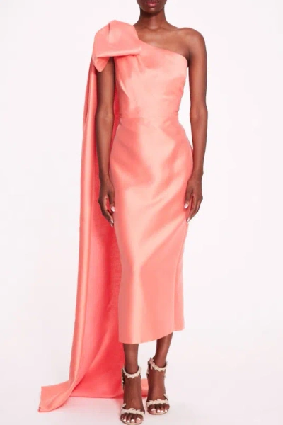 Marchesa Notte One-shoulder Mikado Midi Dress In Multi