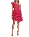 Marchesa Notte Taffeta One-shoulder Tiered Mini Dress