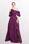 Marchesa Notte One-shoulder Draped Taffeta Gown In Multi