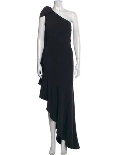 Pre-owned Marchesa Notte One-shoulder Long Dress In Black