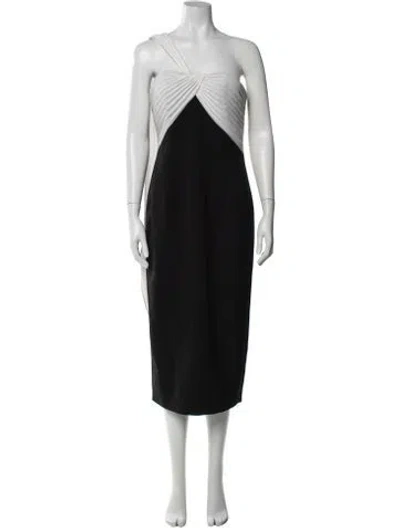 Pre-owned Marchesa Notte One-shoulder Long Dress In Black