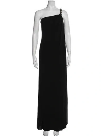 Pre-owned Marchesa Notte One-shoulder Long Dress In Black