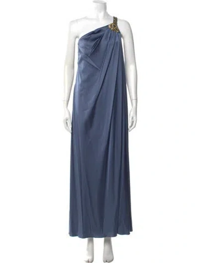 Pre-owned Marchesa Notte One-shoulder Long Dress In Blue