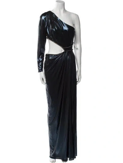 Pre-owned Marchesa Notte One-shoulder Long Dress In Blue