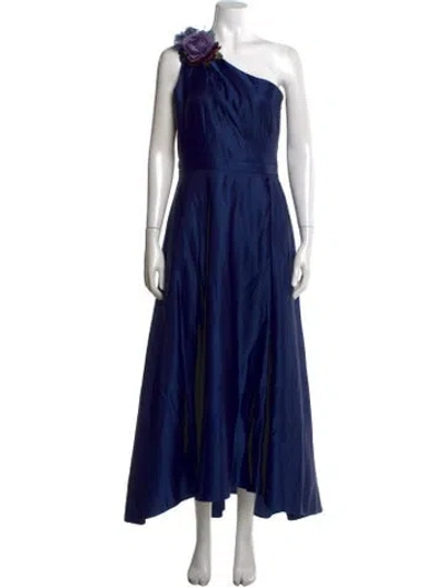 Pre-owned Marchesa Notte One-shoulder Long Dress In Blue