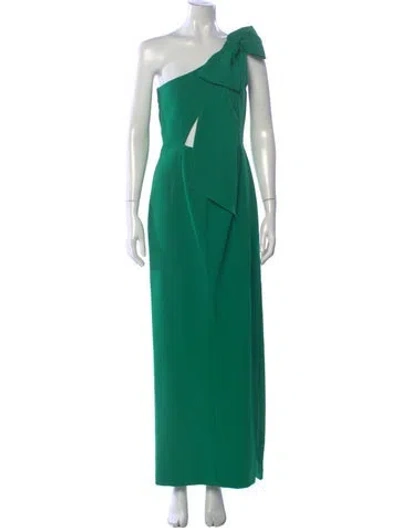 Pre-owned Marchesa Notte One-shoulder Long Dress In Green