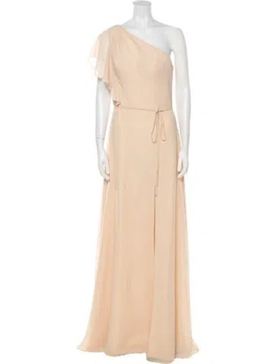 Pre-owned Marchesa Notte One-shoulder Long Dress In Pink