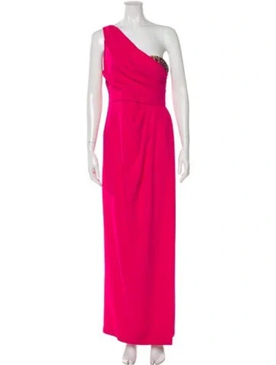 Pre-owned Marchesa Notte One-shoulder Long Dress In Pink