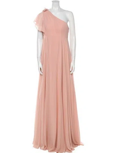 Pre-owned Marchesa Notte One-shoulder Long Dress In Pink