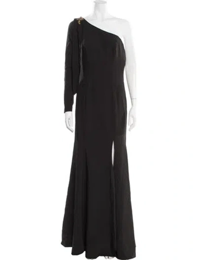Pre-owned Marchesa Notte One-shoulder Long Dress W/ Tags In Black
