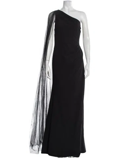 Pre-owned Marchesa Notte One-shoulder Long Dress W/ Tags In Black