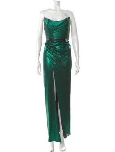 Pre-owned Marchesa Notte One-shoulder Long Dress W/ Tags In Green