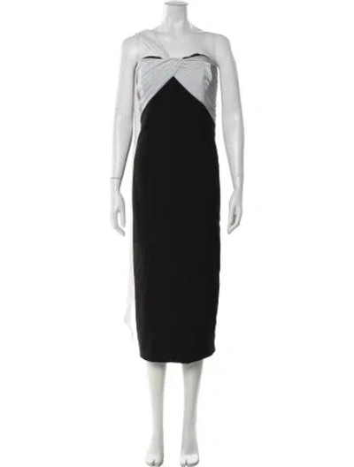 Pre-owned Marchesa Notte One-shoulder Midi Length Dress In Black