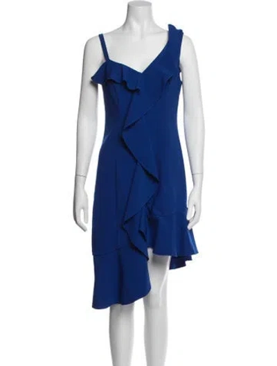 Pre-owned Marchesa Notte One-shoulder Midi Length Dress In Blue