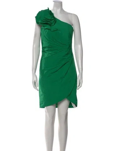 Pre-owned Marchesa Notte One-shoulder Mini Dress In Green
