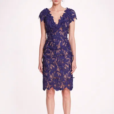 Marchesa Notte Organic Lace Mini Dress In Multi