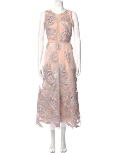 Pre-owned Marchesa Notte Paisley Print Long Dress In Pink