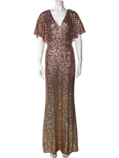 Pre-owned Marchesa Notte Patterned Long Dress