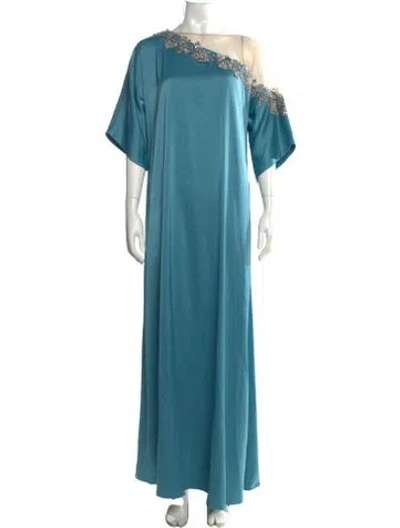 Pre-owned Marchesa Notte Patterned Long Dress In Blue