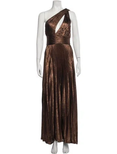 Pre-owned Marchesa Notte Patterned Long Dress In Brown