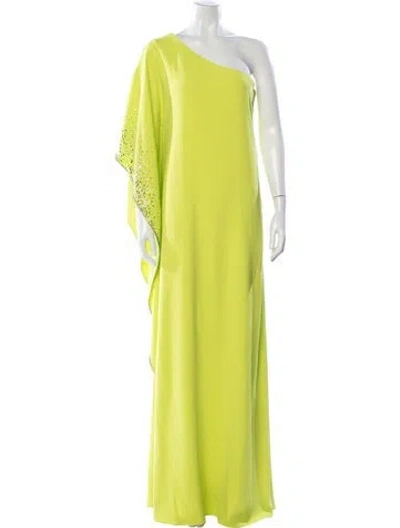 Pre-owned Marchesa Notte Patterned Long Dress In Green