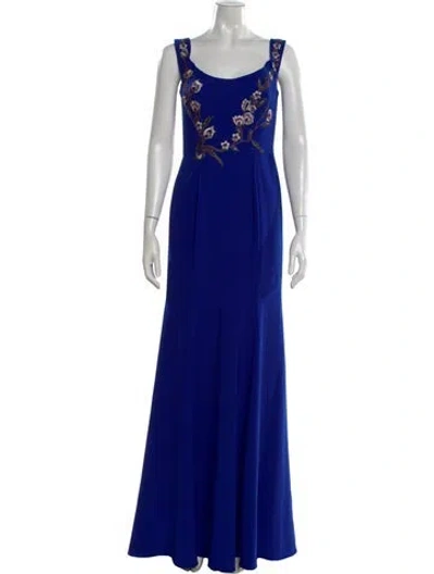 Pre-owned Marchesa Notte Patterned Long Dress W/ Tags In Blue