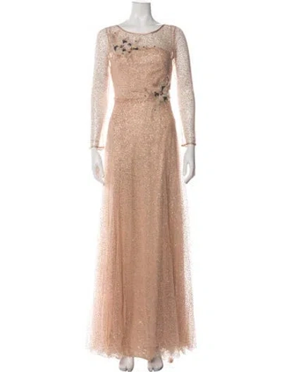 Pre-owned Marchesa Notte Patterned Long Dress W/ Tags In Pink