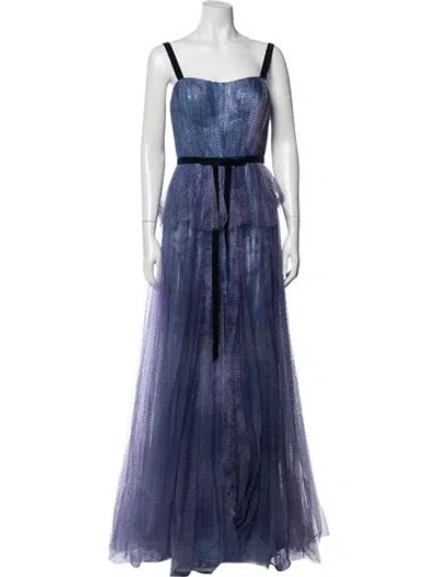 Pre-owned Marchesa Notte Patterned Long Dress W/ Tags In Purple
