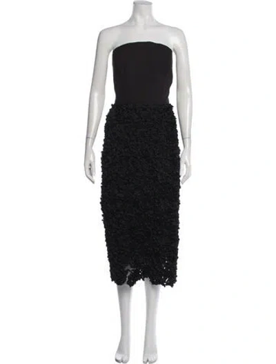 Pre-owned Marchesa Notte Patterned Midi Length Dress In Black