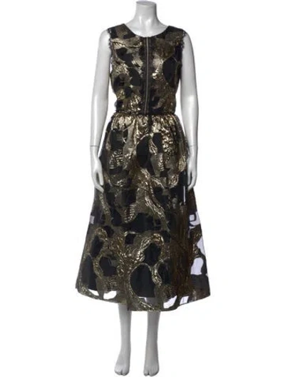 Pre-owned Marchesa Notte Patterned Midi Length Dress In Multi