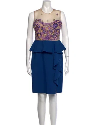 Pre-owned Marchesa Notte Patterned Mini Dress