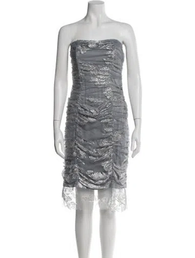 Pre-owned Marchesa Notte Patterned Mini Dress W/ Tags In Gray