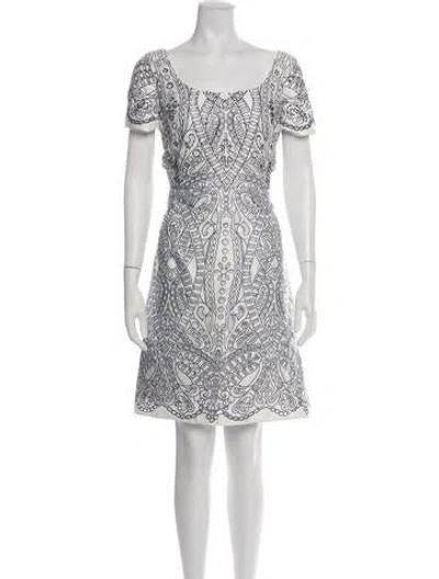 Pre-owned Marchesa Notte Patterned Mini Dress W/ Tags In White