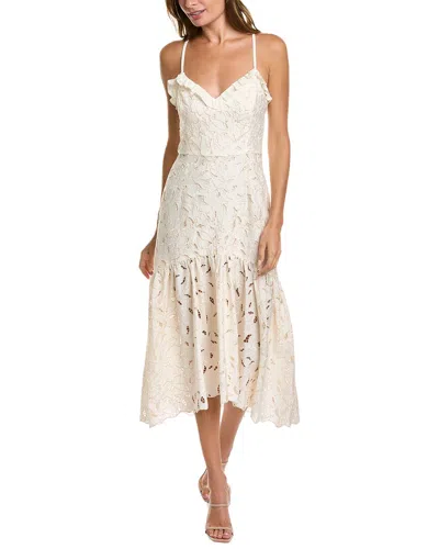 Marchesa Notte Peony Printed Dress In White