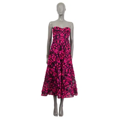 Pre-owned Marchesa Notte Pink Floral Strapless Evening Gowndress 0 Xs