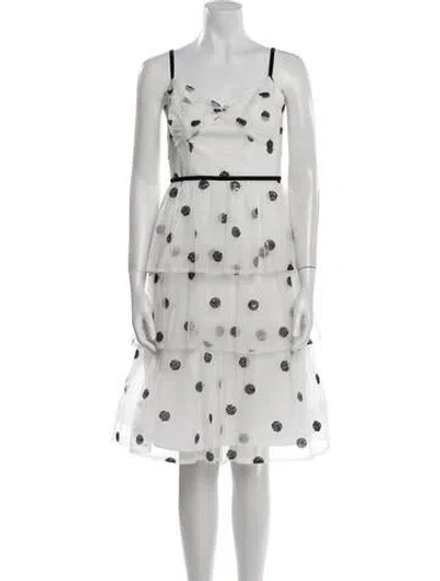 Pre-owned Marchesa Notte Polka Dot Print Knee-length Dress W/ Tags In White