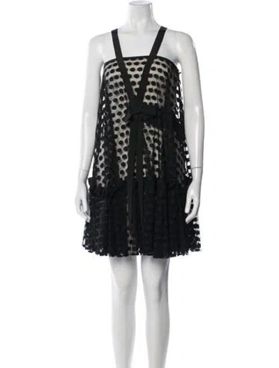 Pre-owned Marchesa Notte Polka Dot Print Mini Dress In Black
