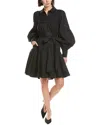 Marchesa Notte Poplin Shirtdress In Black