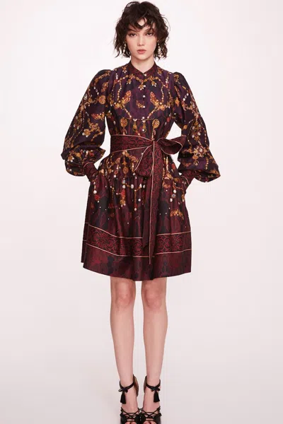 Marchesa Notte Printed Cotton Mini Shirtdress In Multi