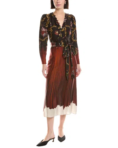 Marchesa Notte Printed Georgette Midi Dress In Multi