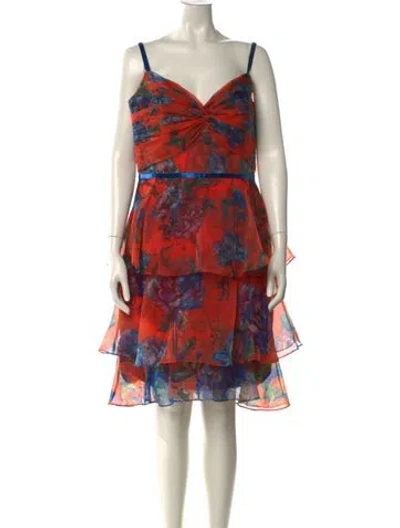 Pre-owned Marchesa Notte Printed Knee-length Dress In Multi
