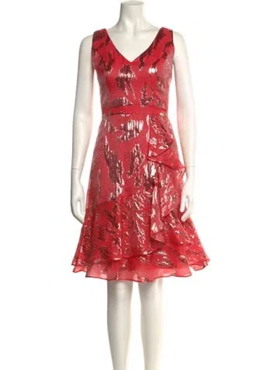 Pre-owned Marchesa Notte Printed Knee-length Dress In Pink