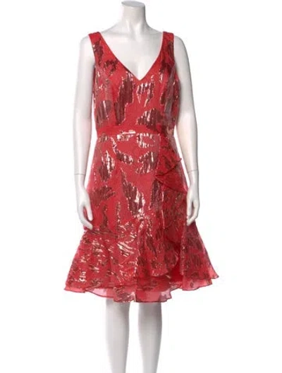 Pre-owned Marchesa Notte Printed Knee-length Dress In Pink