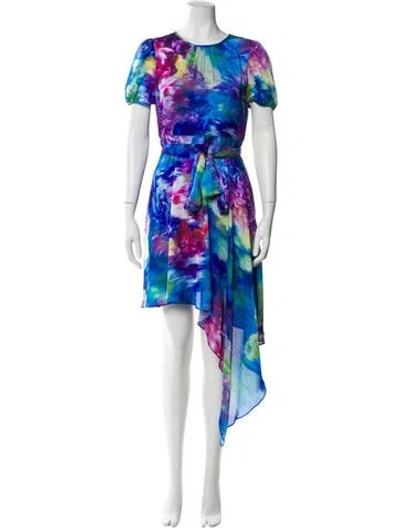 Pre-owned Marchesa Notte Printed Knee-length Dress W/ Tags In Blue